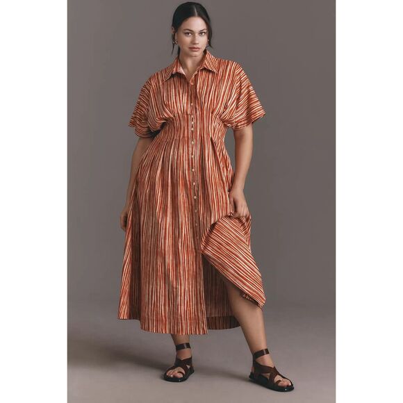 Anthropologie Dresses & Skirts - New Anthropologie The Tobie Button-Front Pleated Shirt Dress by Exquise Size M